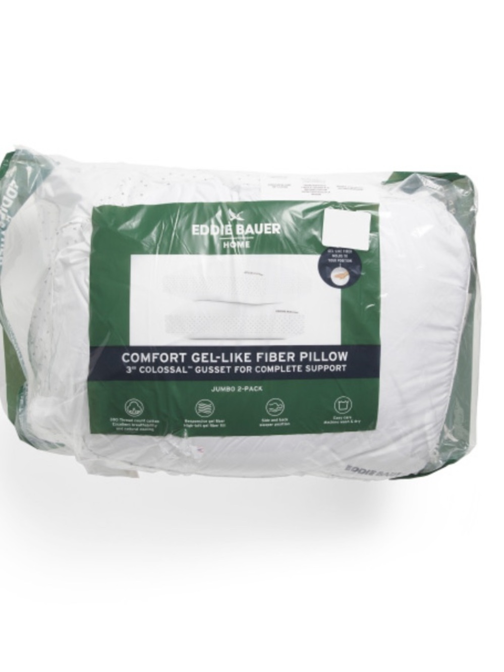 Eddie Bauer White Comfort Gel-Like Fiber Pillow (2-Pack)